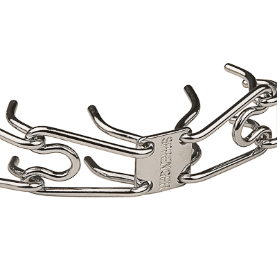 Chrome Plated Pinch Prong Collar with Center-Plate and Assembly Chain (3.2 mm x 23 in) Herm Sprenger