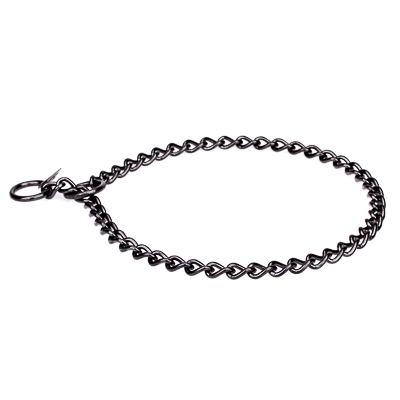Black Stainless Steel Short Link Chain Collar with Round Chain - 3.0 mm